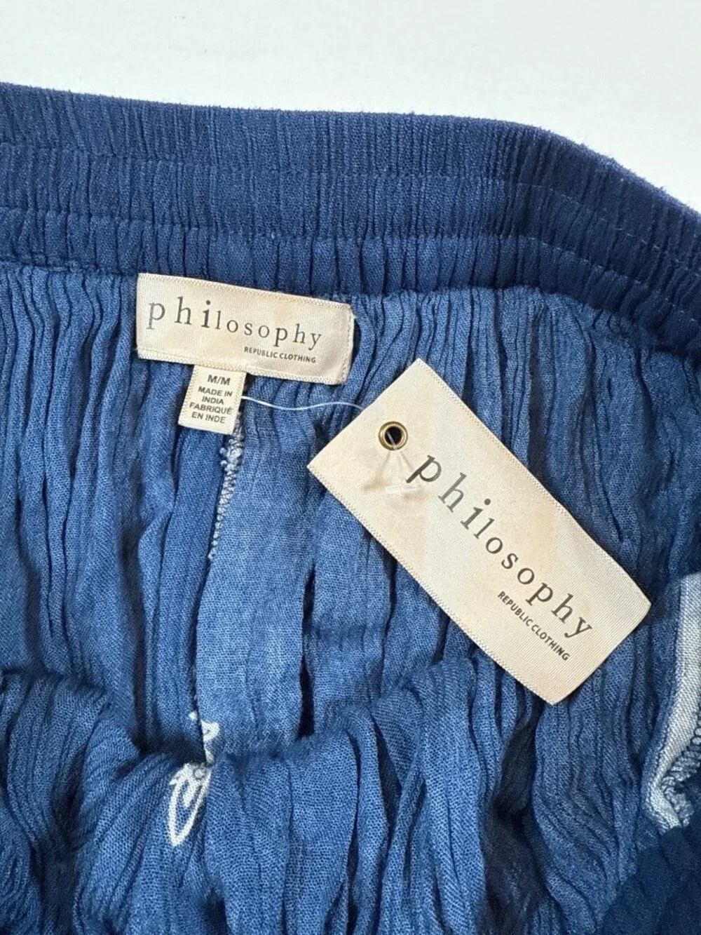 NWT Philosophy Republic Clothing Rayon Maxi Skirt M Blue White Mandala (BB654)
